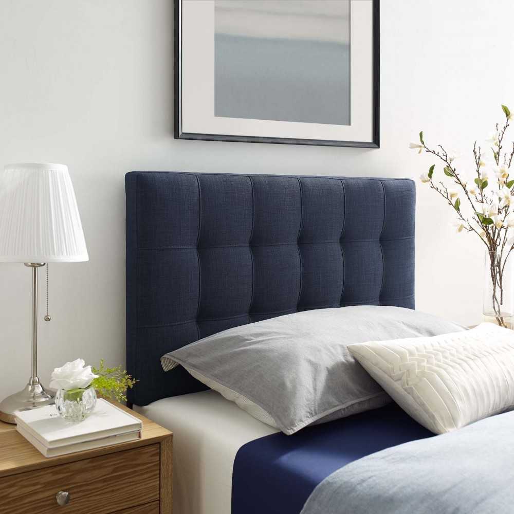 Lily Twin Upholstered Fabric Headboard, Navy
