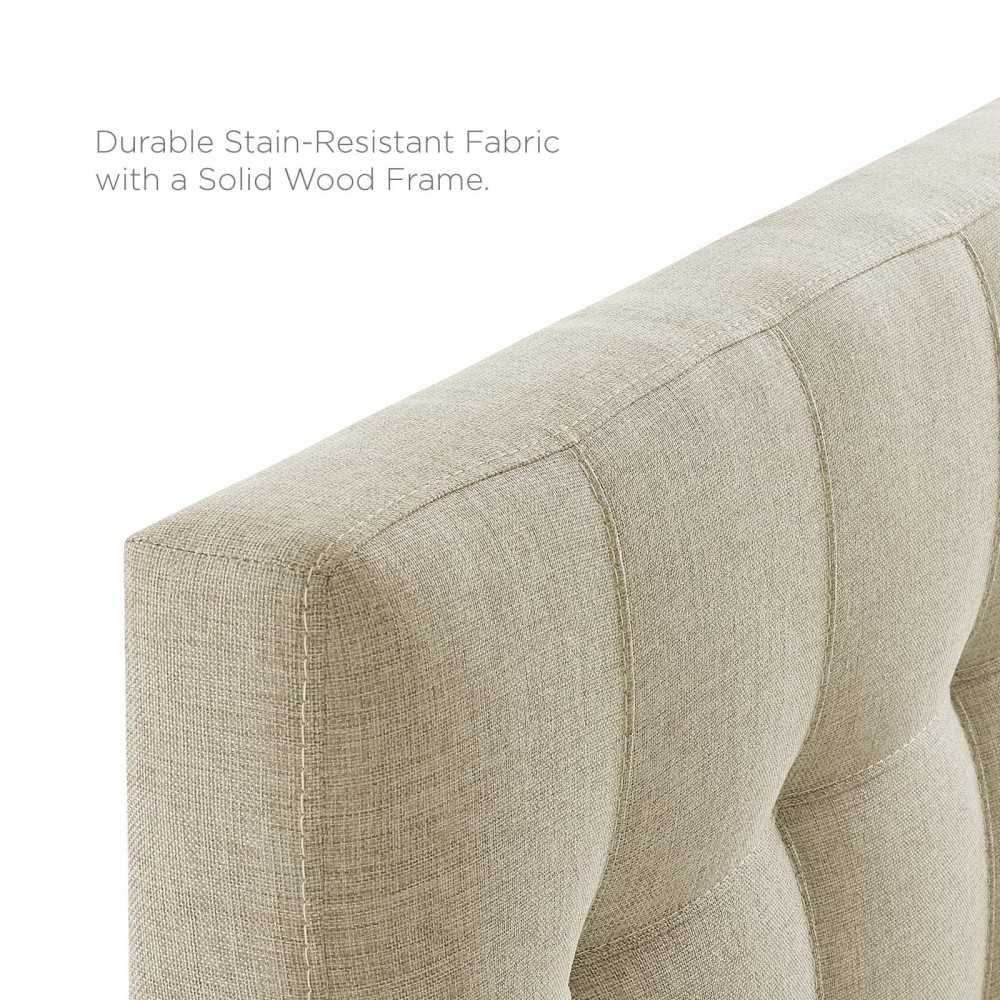 Lily Twin Upholstered Fabric Headboard, Beige