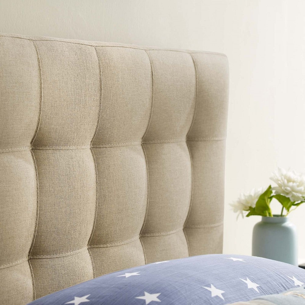 Lily Twin Upholstered Fabric Headboard, Beige