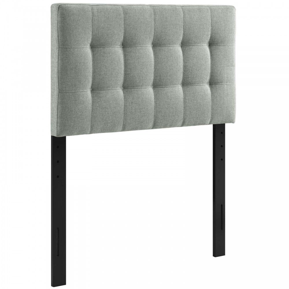 Lily Twin Upholstered Fabric Headboard, Gray