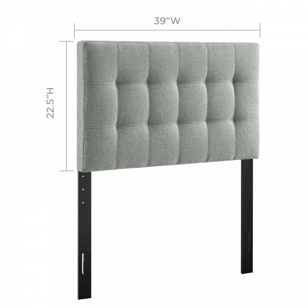 Lily Twin Upholstered Fabric Headboard, Gray