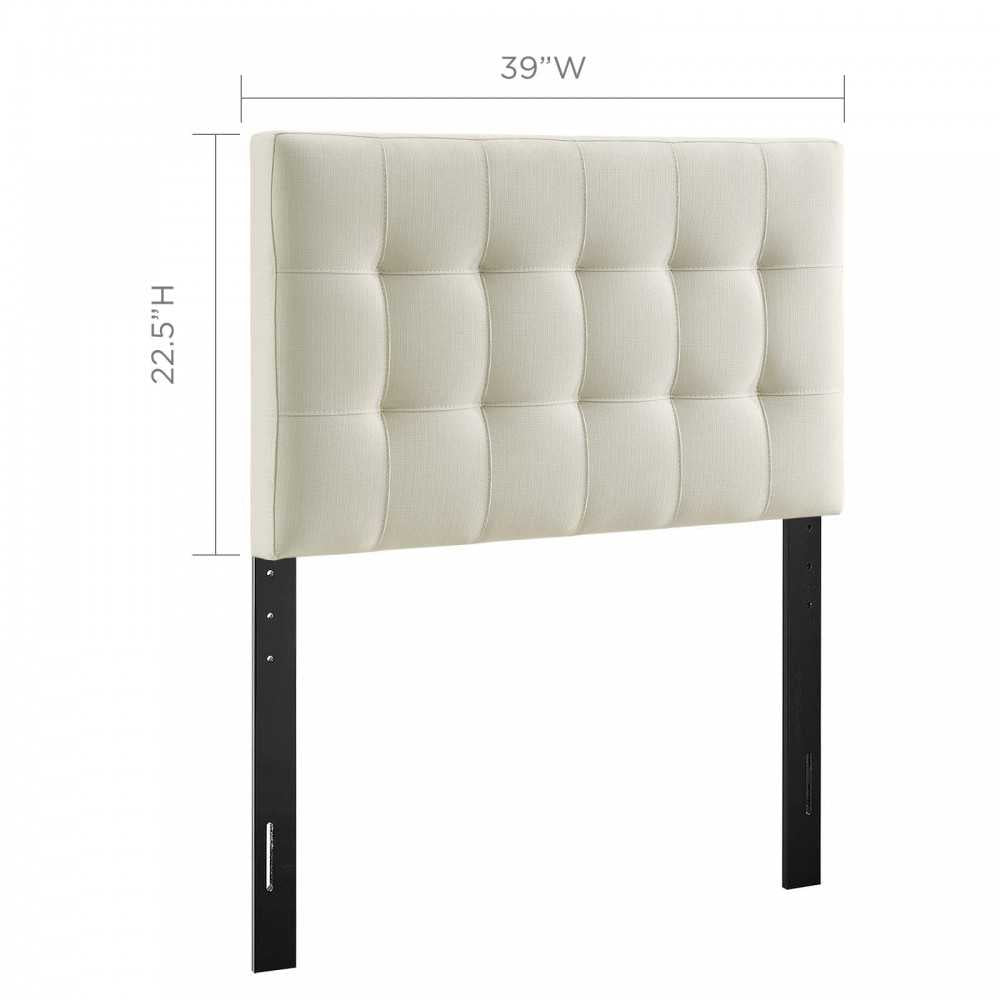 Lily Twin Upholstered Fabric Headboard, Ivory