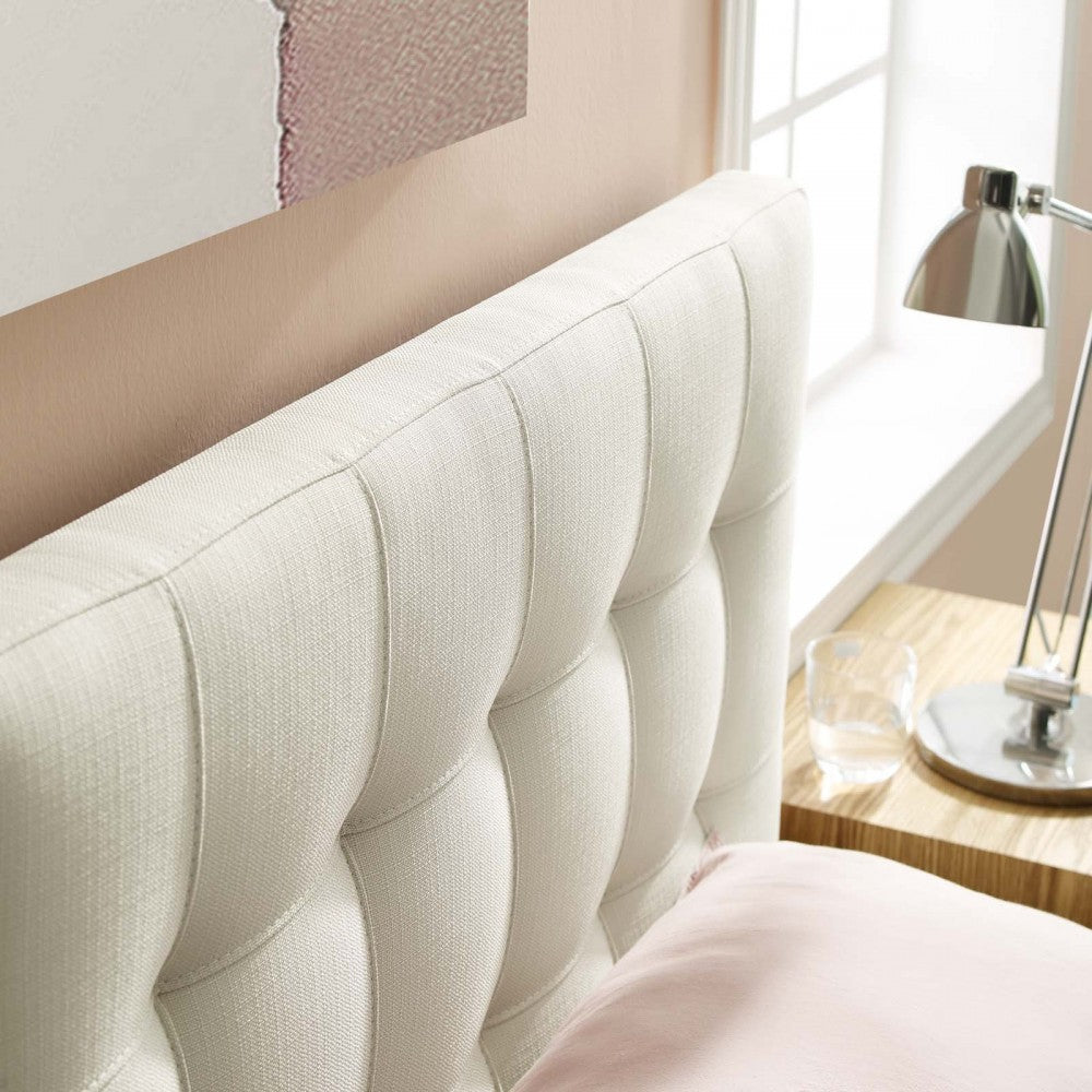 Lily Twin Upholstered Fabric Headboard, Ivory