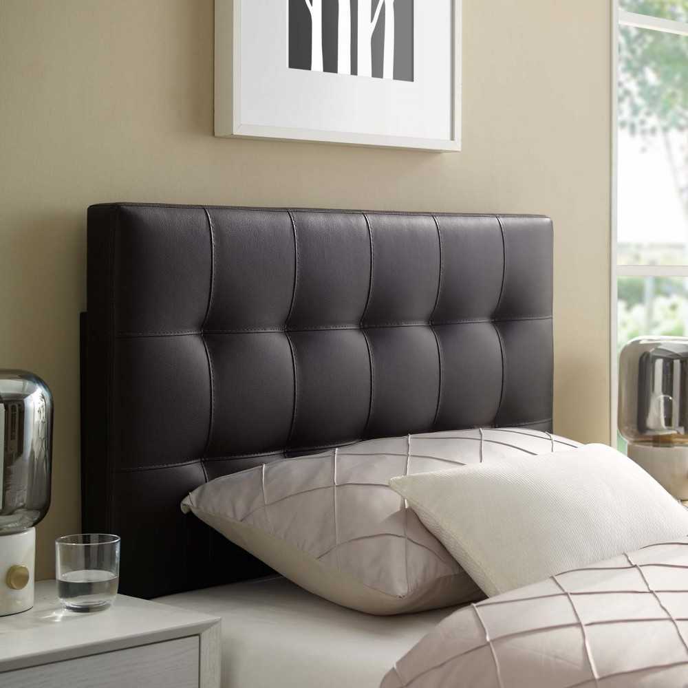 Lily Twin Upholstered Vinyl Headboard, Brown