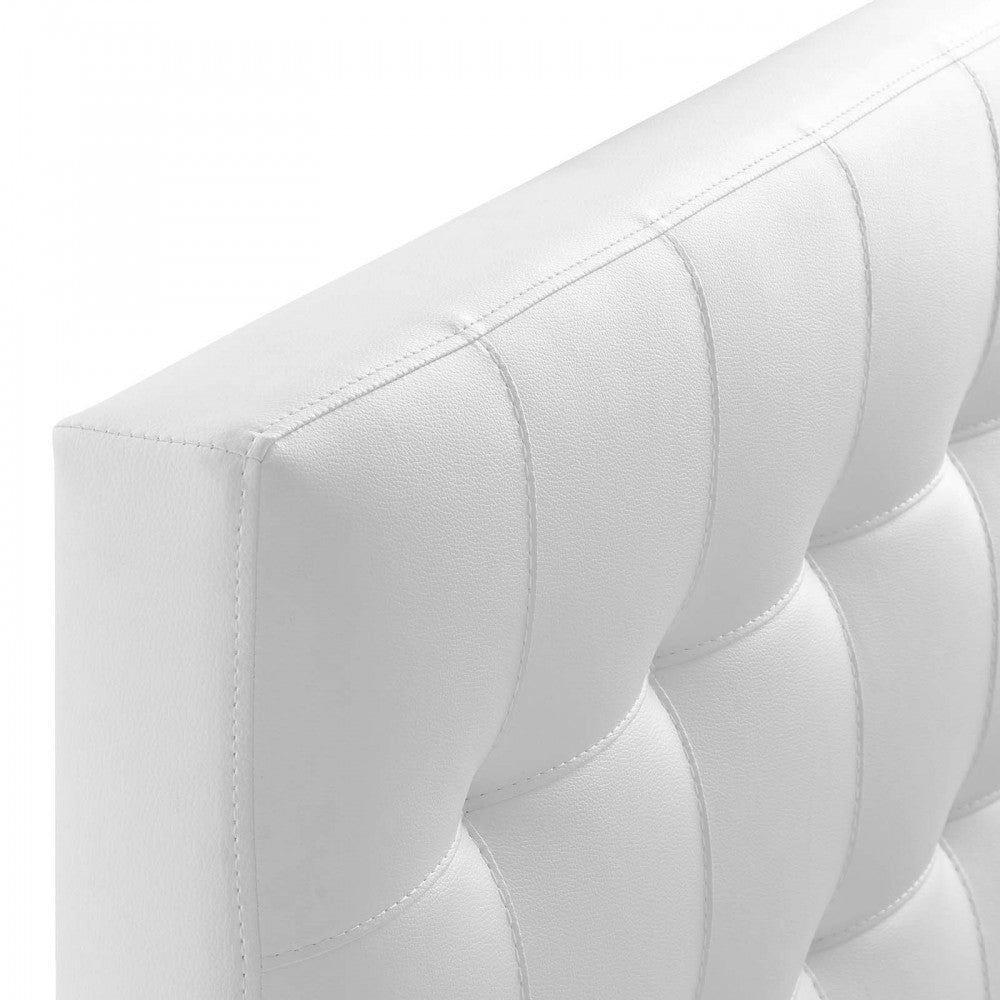 Lily Twin Upholstered Vinyl Headboard, White