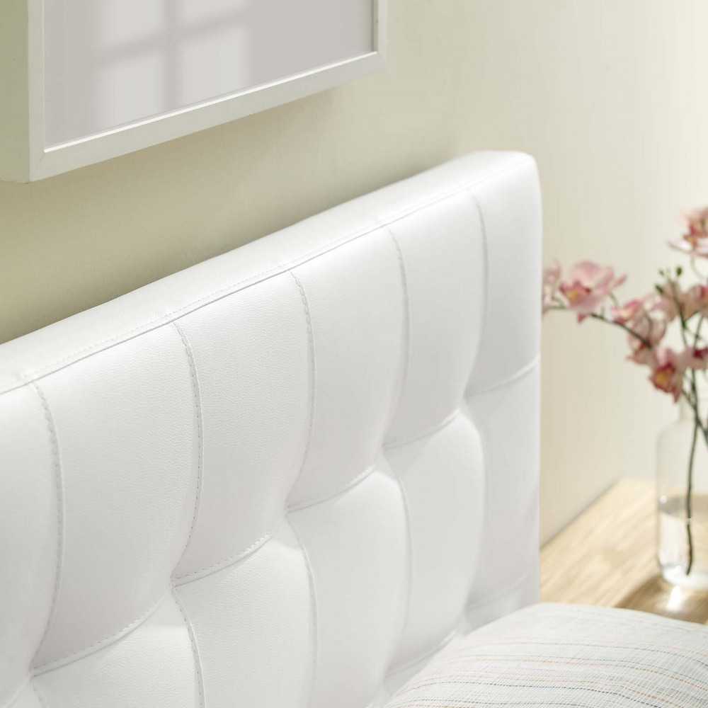 Lily Twin Upholstered Vinyl Headboard, White