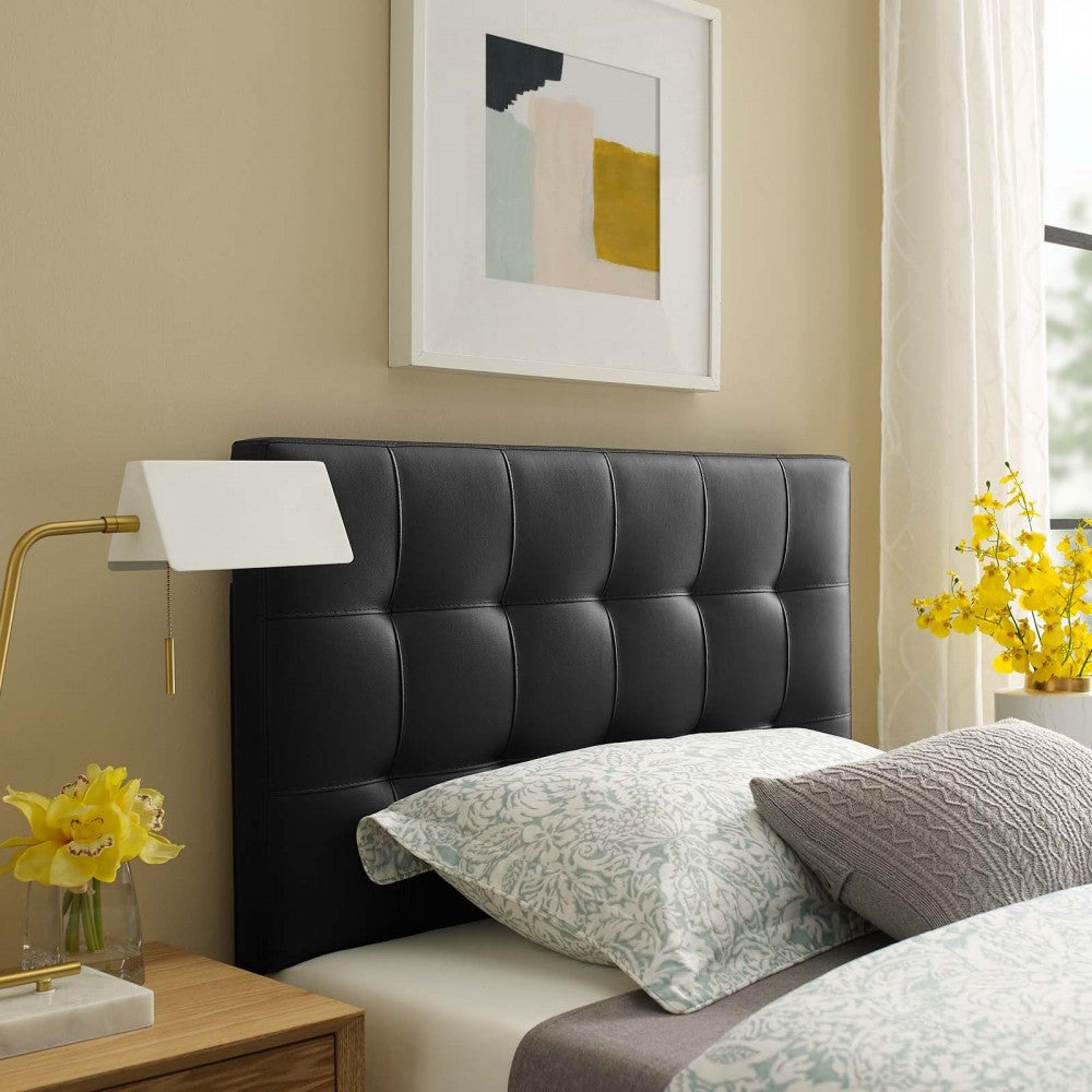 Lily Twin Upholstered Vinyl Headboard, Black