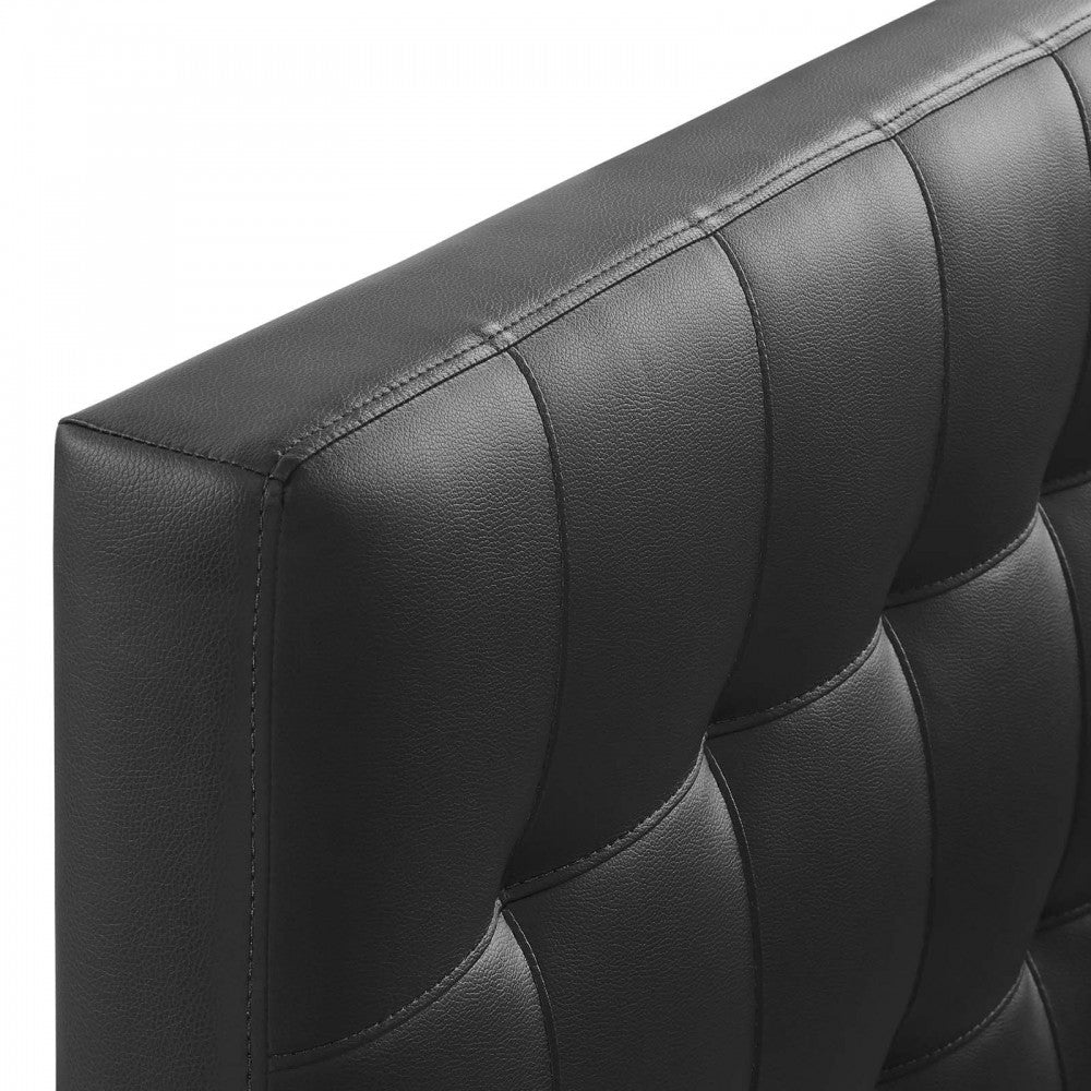 Lily Twin Upholstered Vinyl Headboard, Black