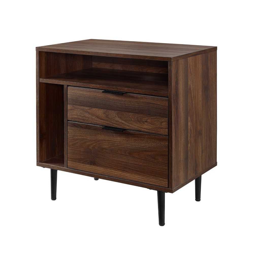 Lincoln 25" Modern Storage Nightstand - Dark Walnut