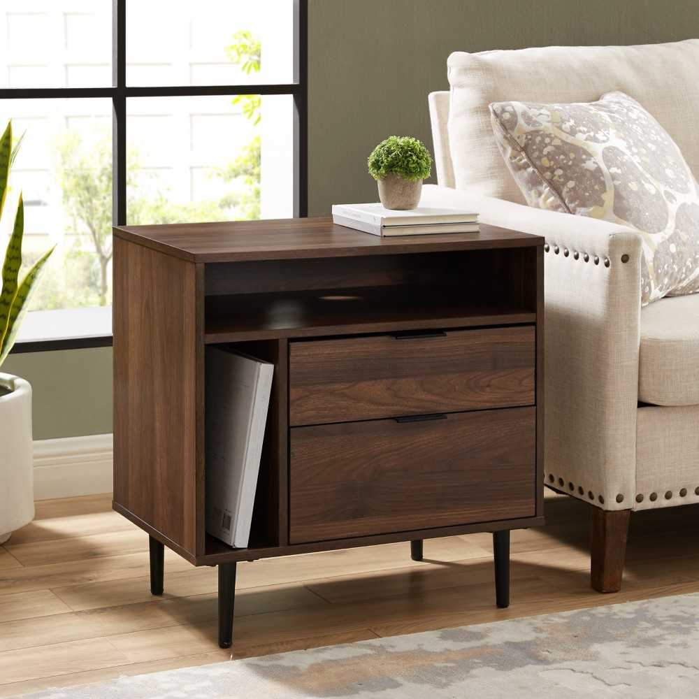 Lincoln 25" Modern Storage Nightstand - Dark Walnut