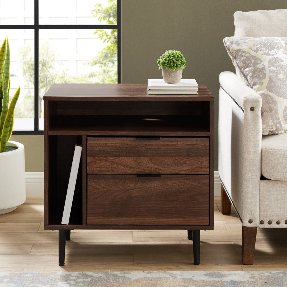 Lincoln 25" Modern Storage Nightstand - Dark Walnut