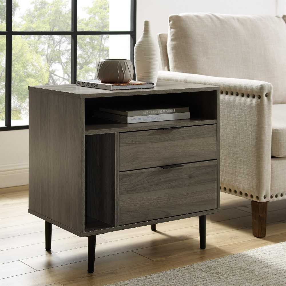 Lincoln 25" Modern Storage Nightstand - Slate Gray