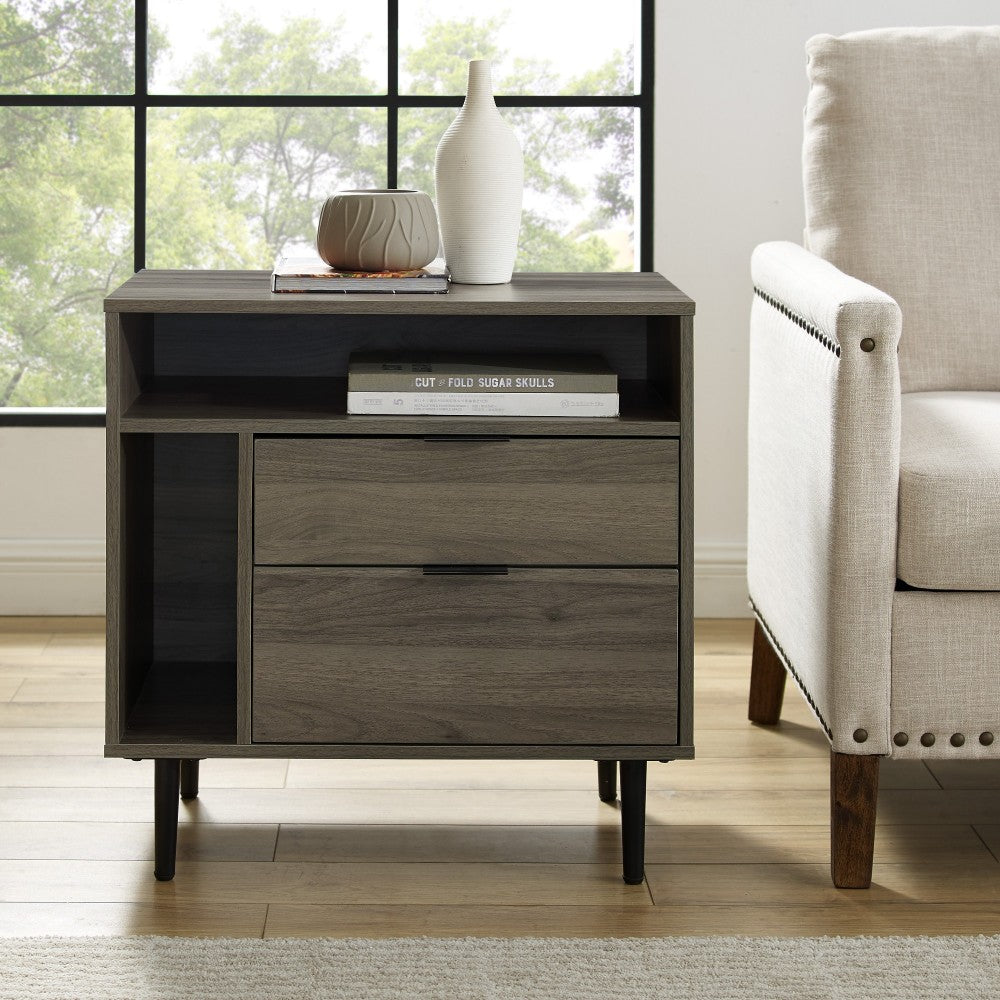 Lincoln 25" Modern Storage Nightstand - Slate Gray