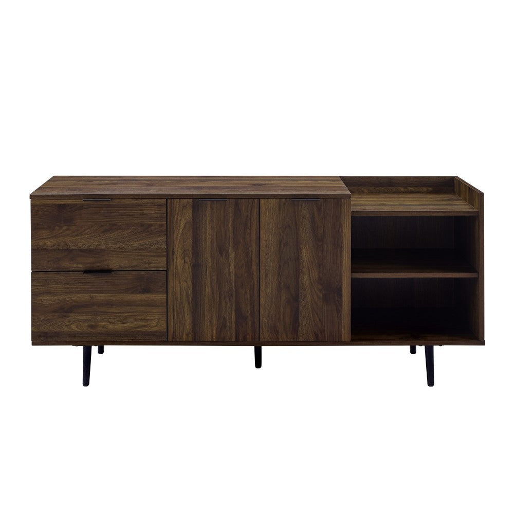 Lincoln 58" Modern Storage TV Stand - Dark Walnut