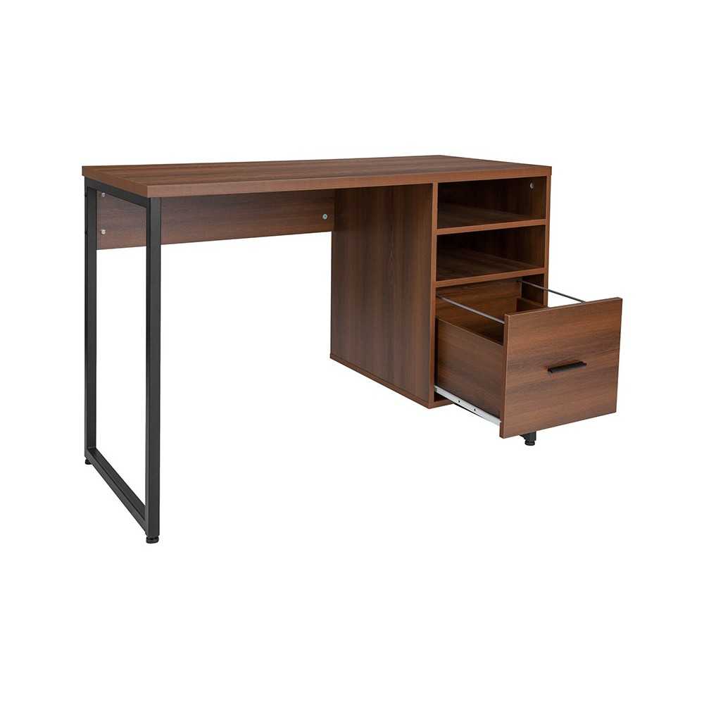 Lincoln Collection Computer Desk in Rustic Wood Grain Finish