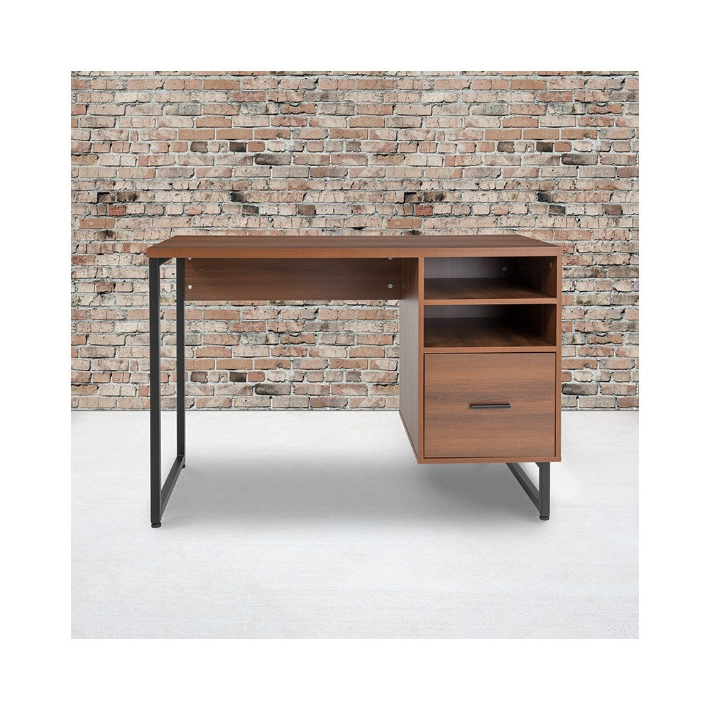 Lincoln Collection Computer Desk in Rustic Wood Grain Finish