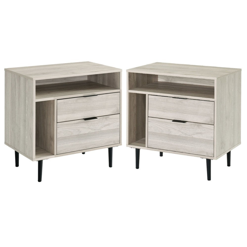 Lincoln Modern Storage Nightstand Set - Birch