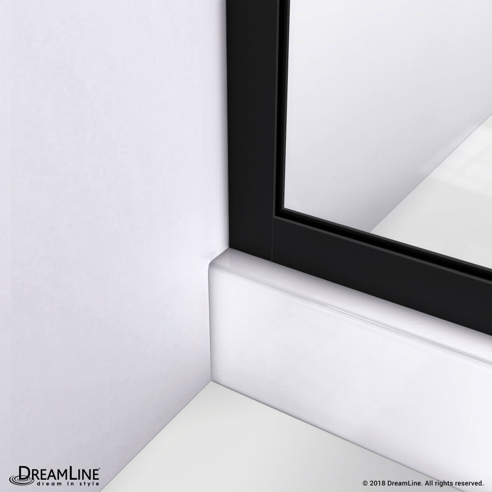 Linea Blossom 34 in. W x 72 in. H Single Panel Frameless Shower Door, Open Entry Design in Satin Black