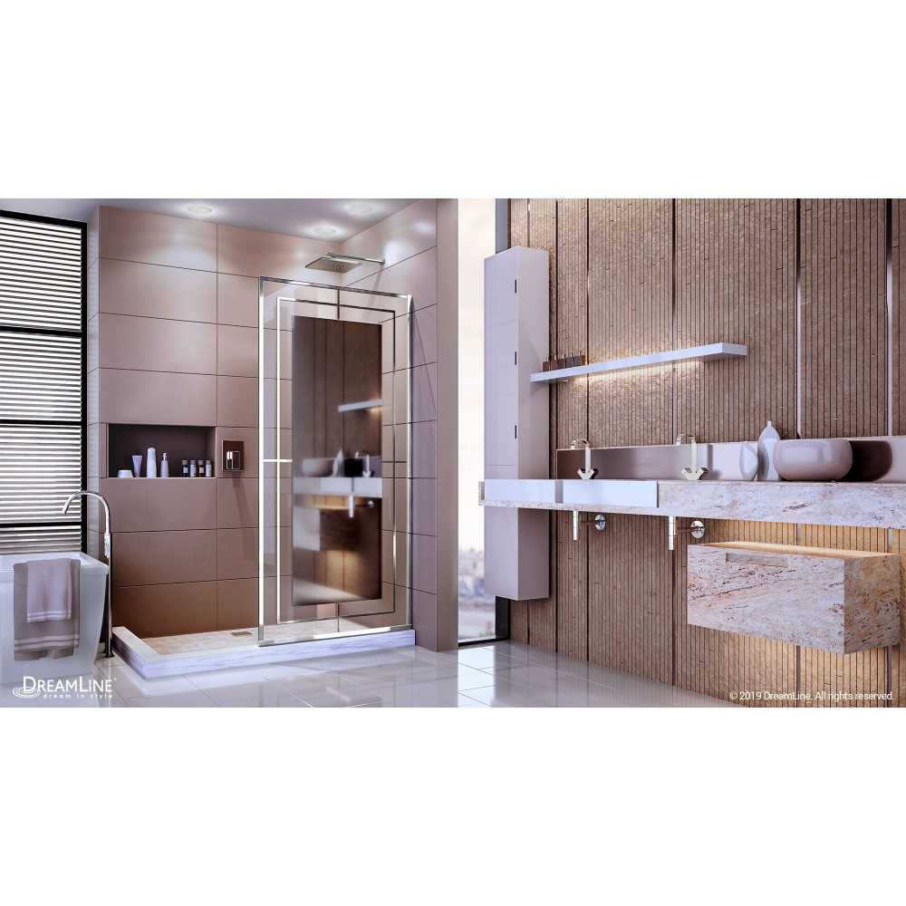 Linea Mira 34 in. W x 72 in. H Single Panel Frameless Shower Screen in Polished Stainless Steel