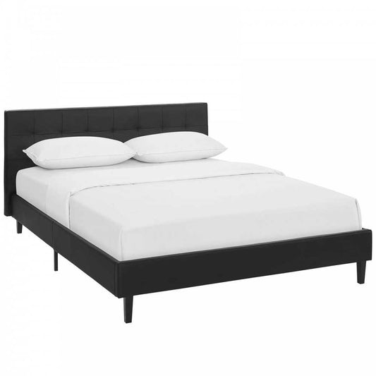 Linnea Full Faux Leather Bed, Black