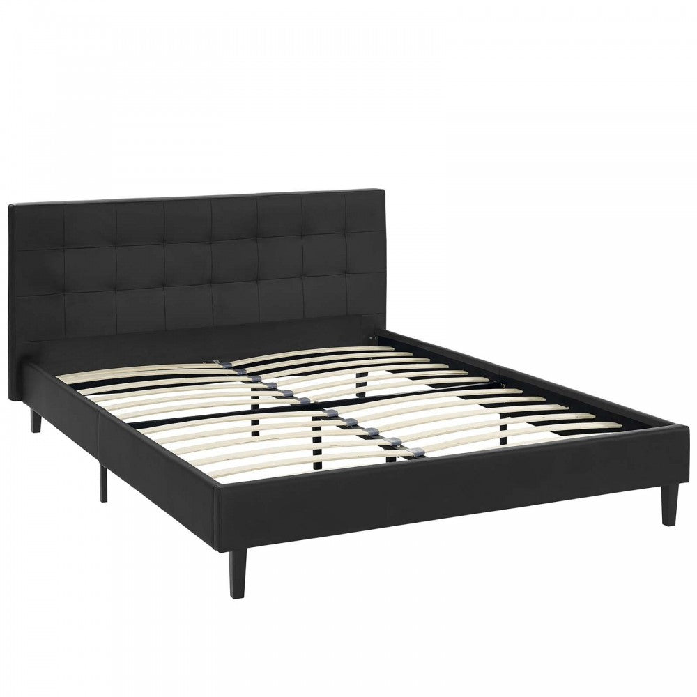 Linnea Full Faux Leather Bed, Black