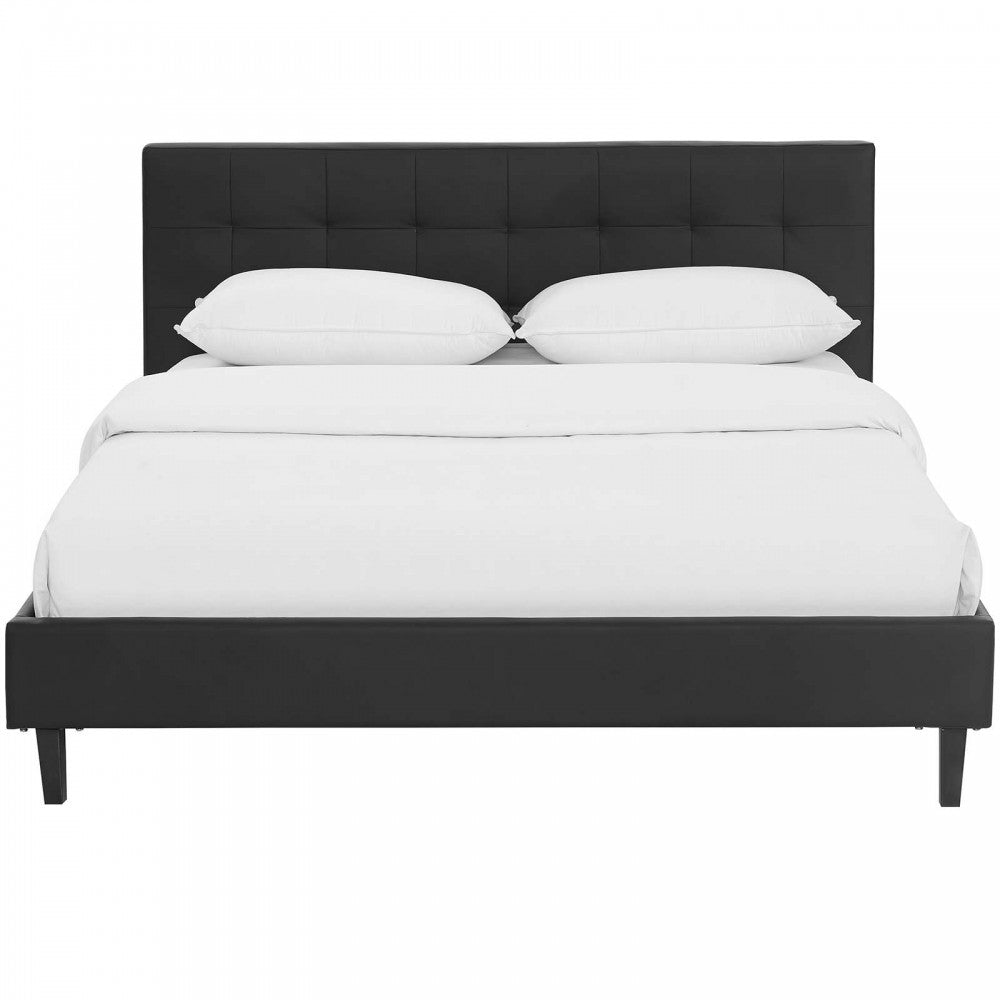 Linnea Full Faux Leather Bed, Black