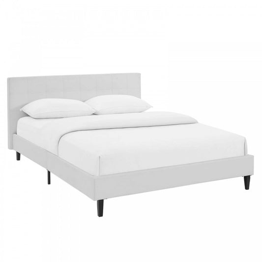 Linnea Full Faux Leather Bed, White