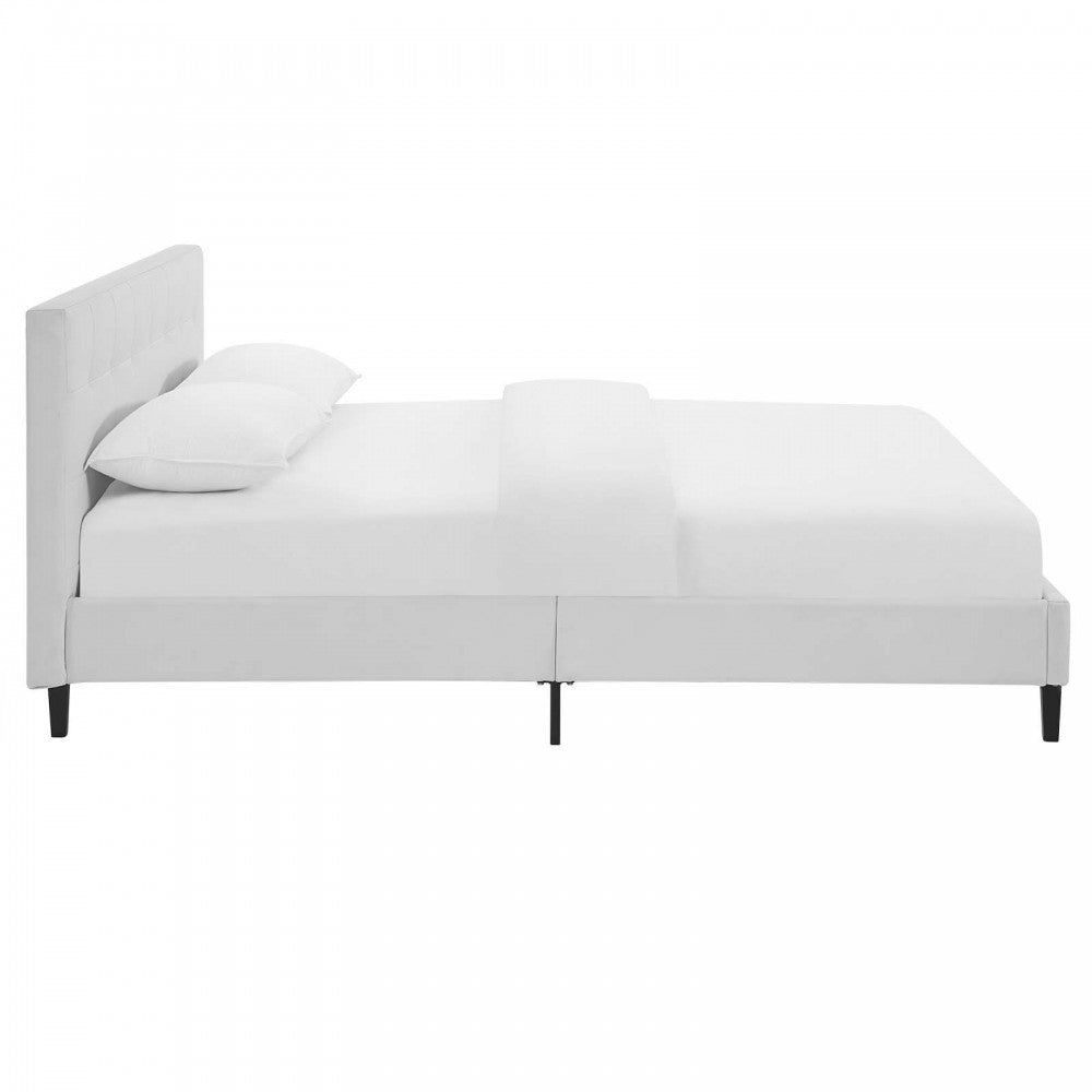 Linnea Full Faux Leather Bed, White