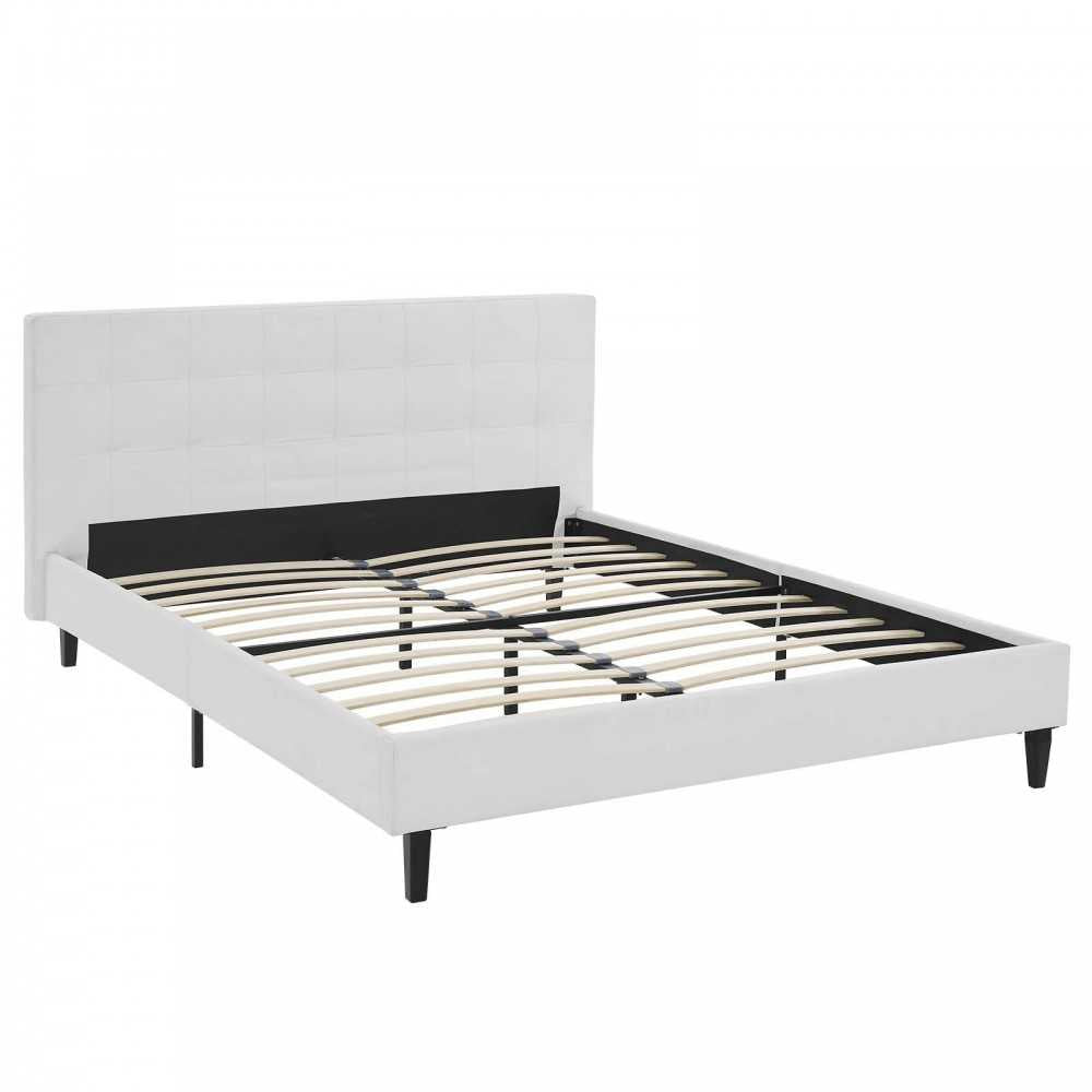 Linnea Full Faux Leather Bed, White