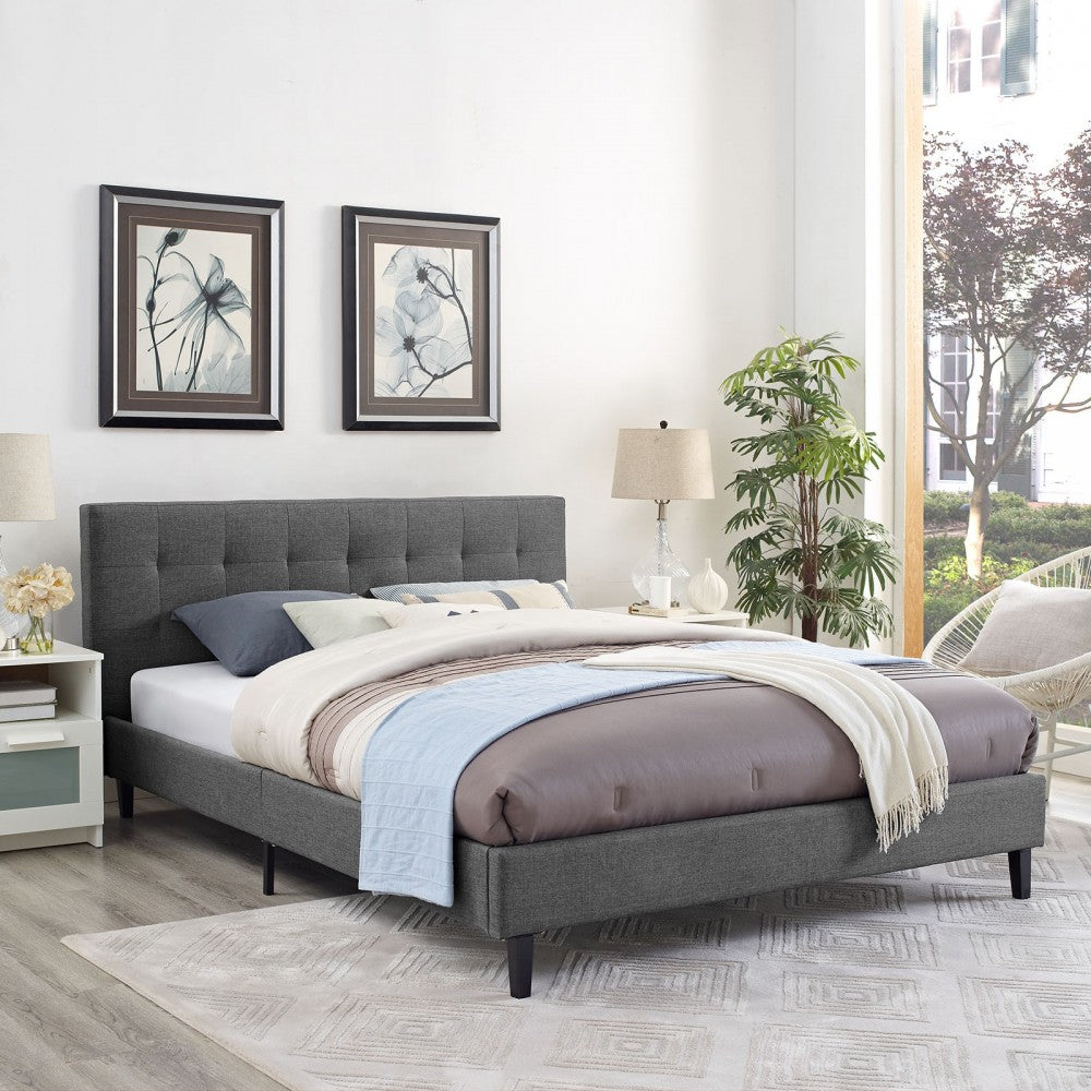 Linnea Queen Fabric Bed, Gray