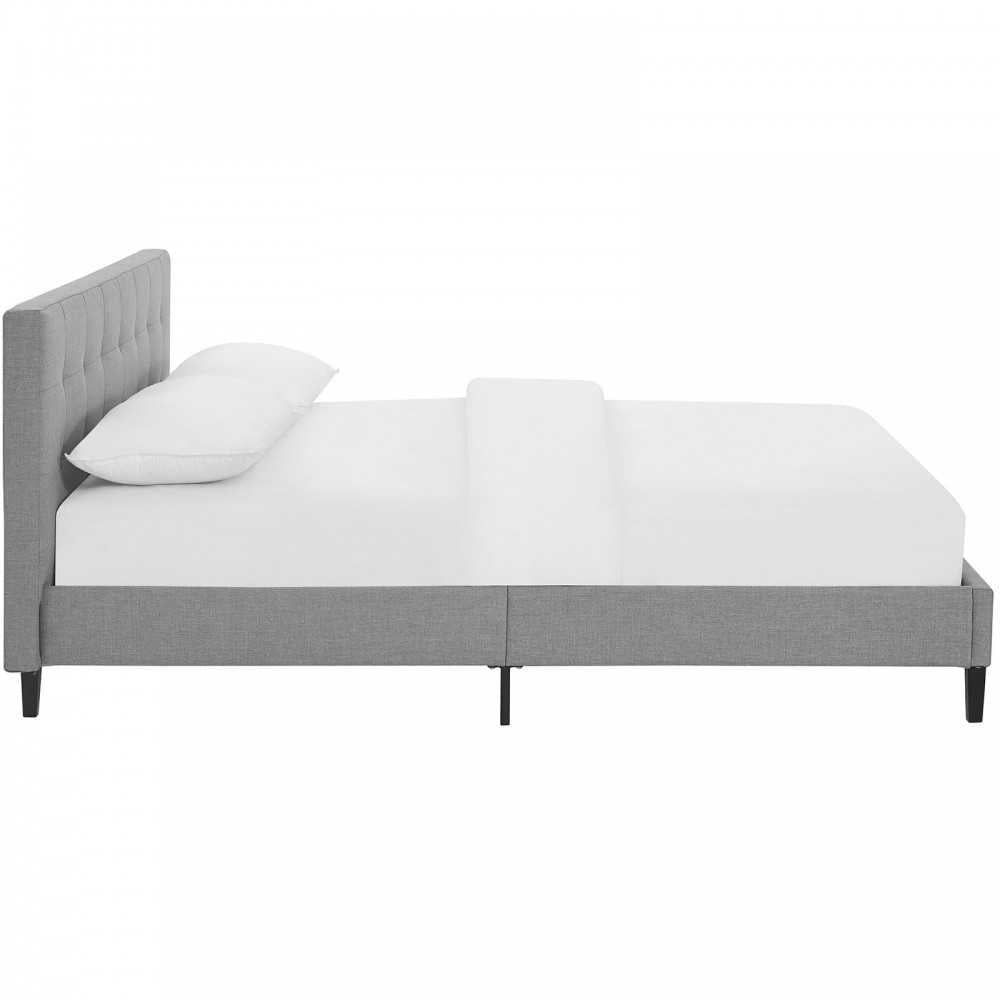 Linnea Queen Fabric Bed, Light Gray