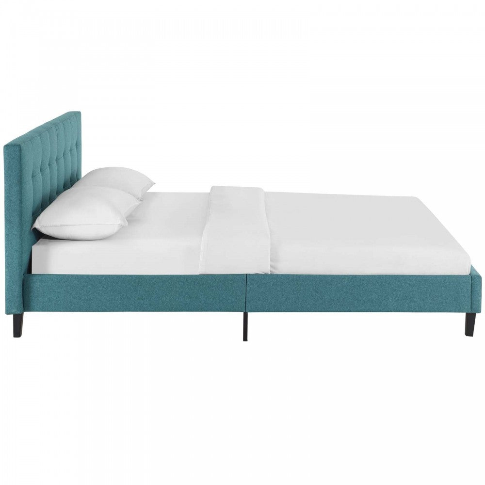 Linnea Queen Fabric Bed, Teal