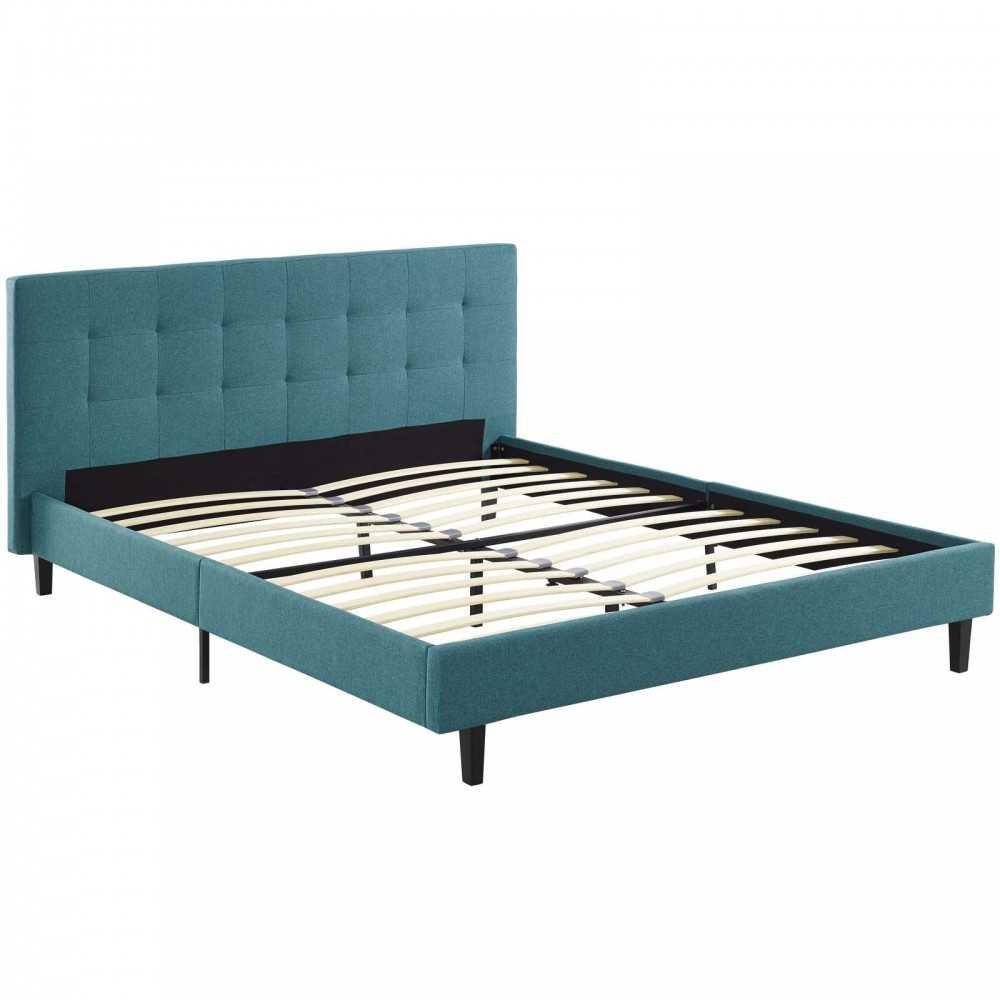 Linnea Queen Fabric Bed, Teal