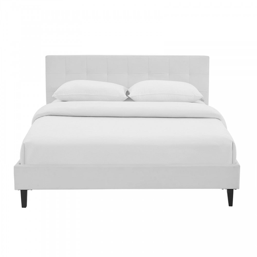 Linnea Queen Faux Leather Bed, White