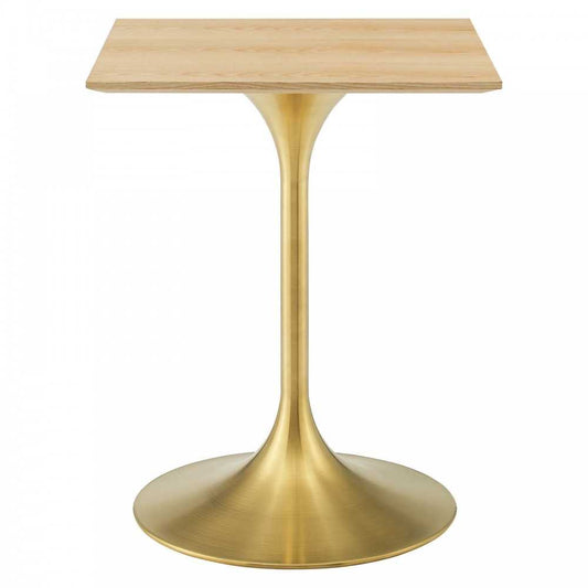 Lippa 24" Square Wood Dining Table, Gold Natural