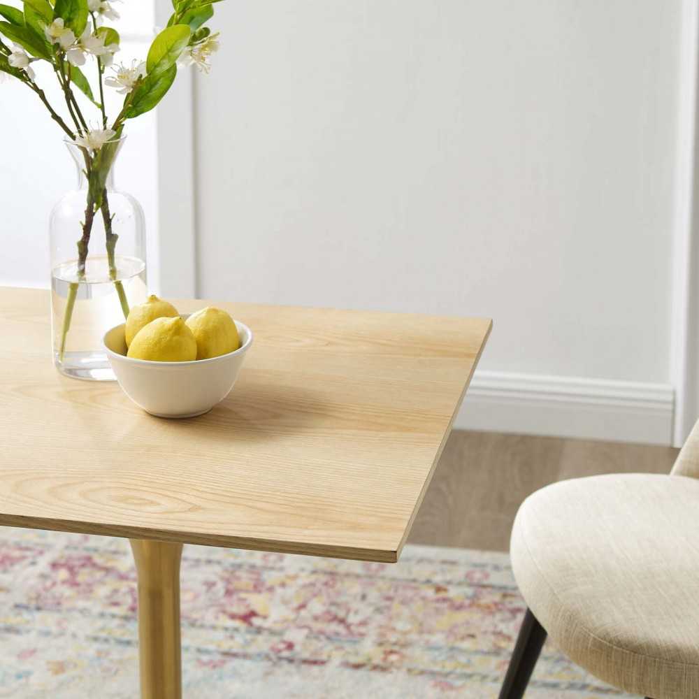 Lippa 24" Square Wood Dining Table, Gold Natural