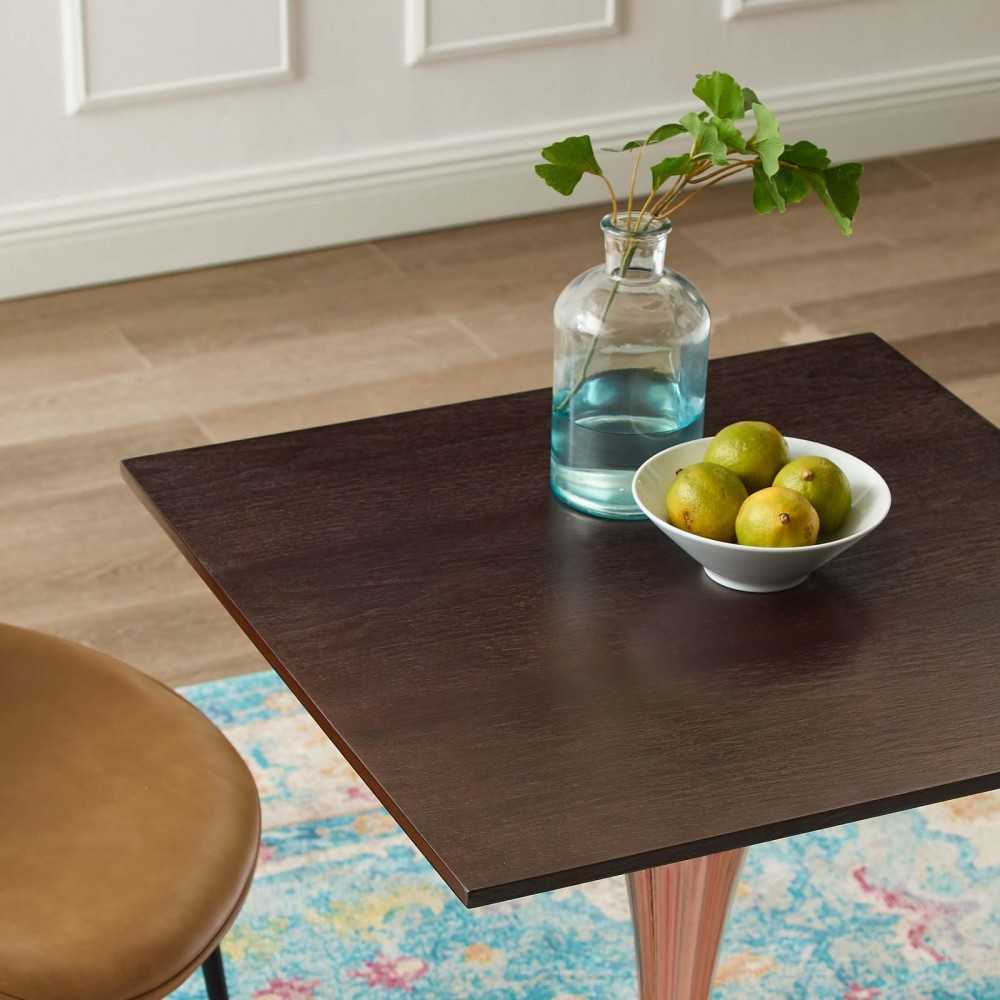 Lippa 24" Square Wood Dining Table, Rose Cherry Walnut