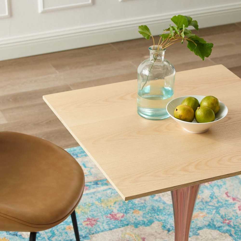 Lippa 24" Square Wood Dining Table, Rose Natural