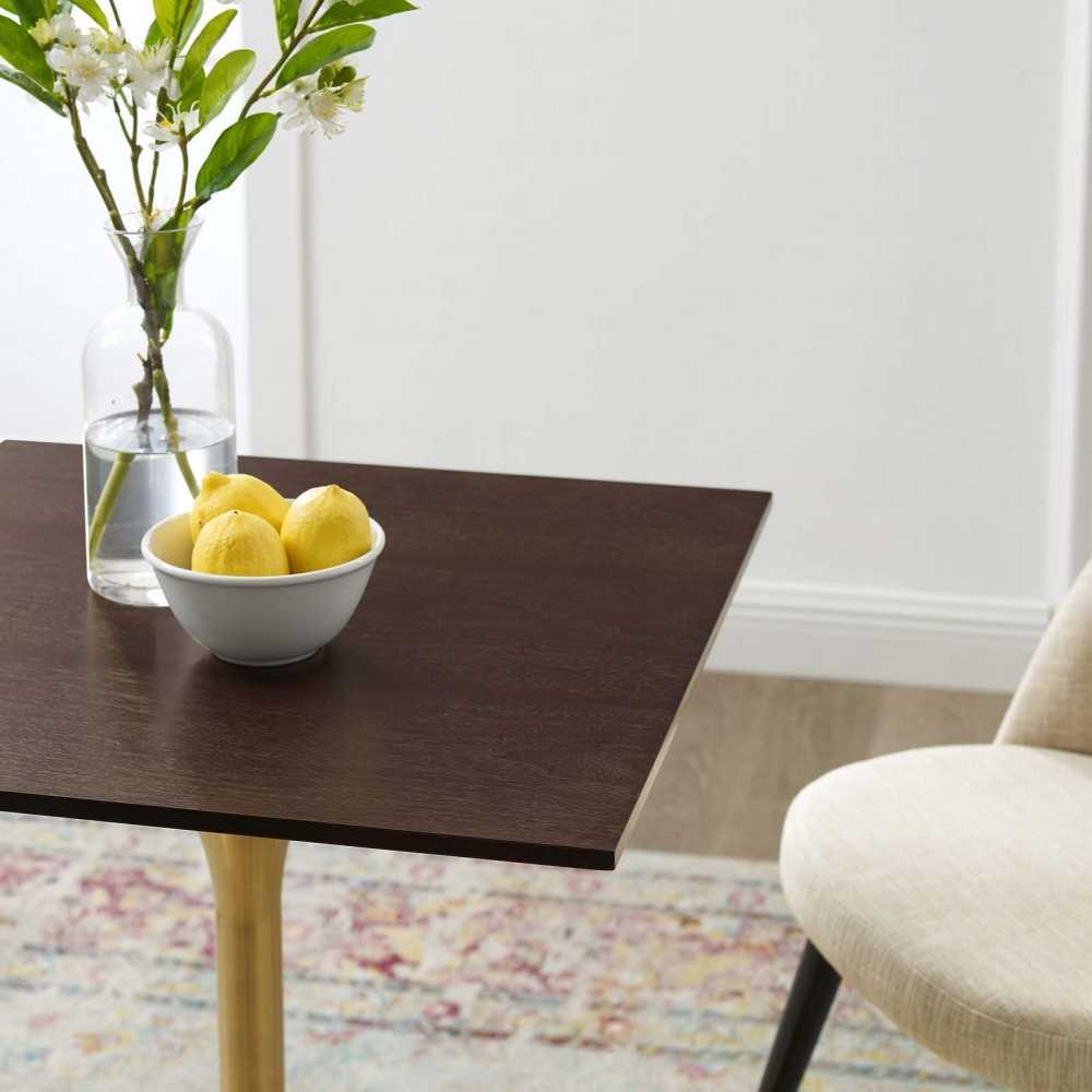 Lippa 24" Square Wood Dining Table, Gold Cherry Walnut