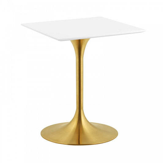 Lippa 24" Square Wood Top Dining Table, Gold White