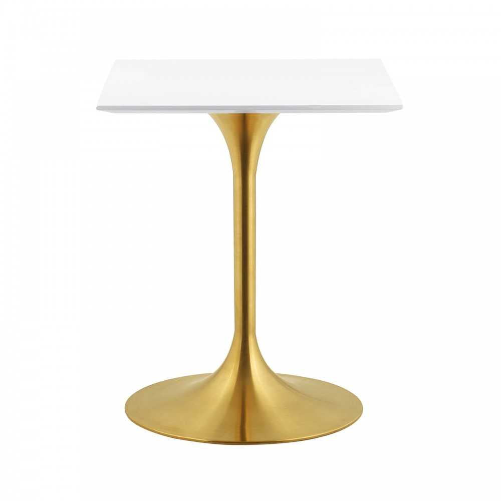 Lippa 24" Square Wood Top Dining Table, Gold White