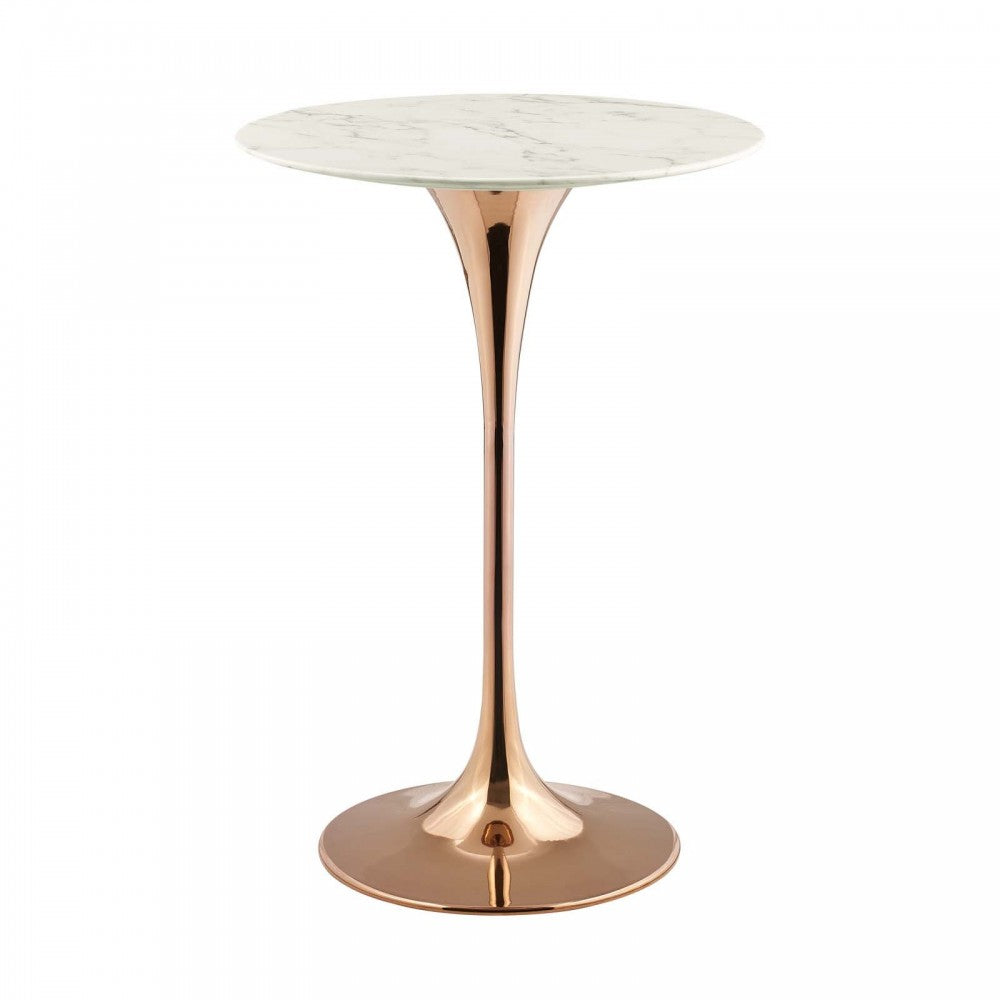 Lippa 28" Artificial Marble Bar Table, Rose White