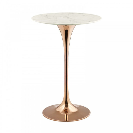 Lippa 28" Artificial Marble Bar Table, Rose White