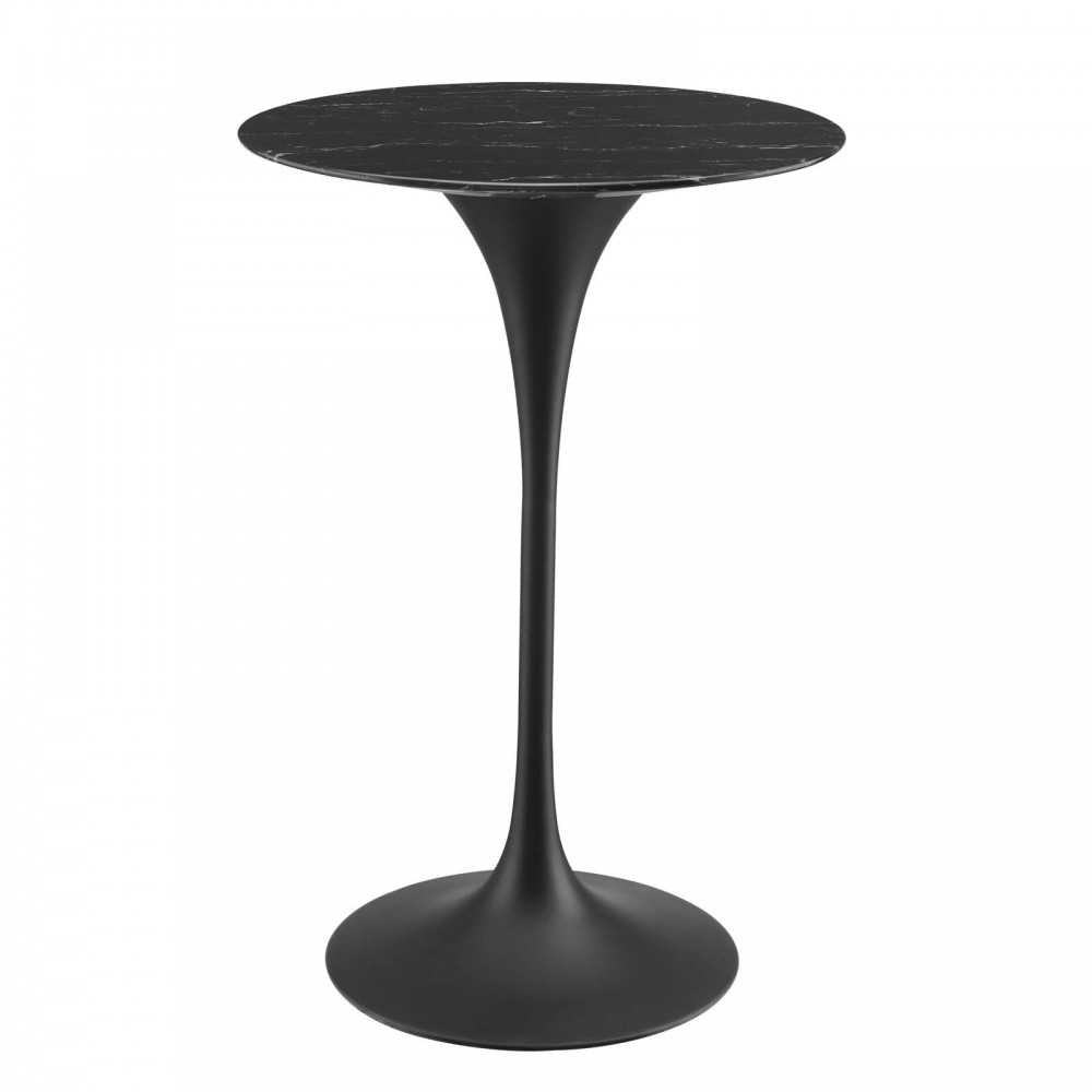 Lippa 28" Artificial Marble Bar Table, Black Black