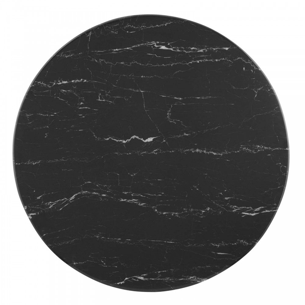 Lippa 28" Artificial Marble Bar Table, Black Black