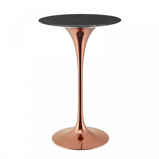 Lippa 28" Artificial Marble Bar Table, Rose Black