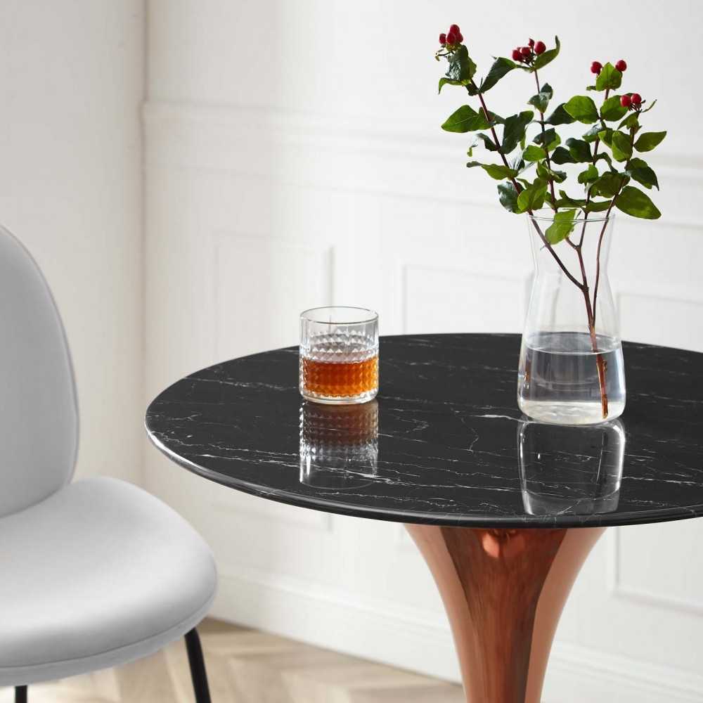 Lippa 28" Artificial Marble Bar Table, Rose Black