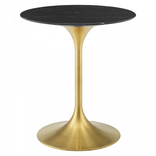 Lippa 28" Artificial Marble Dining Table, Gold Black