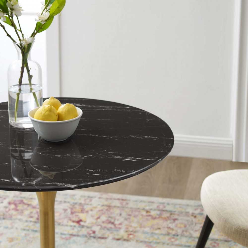 Lippa 28" Artificial Marble Dining Table, Gold Black