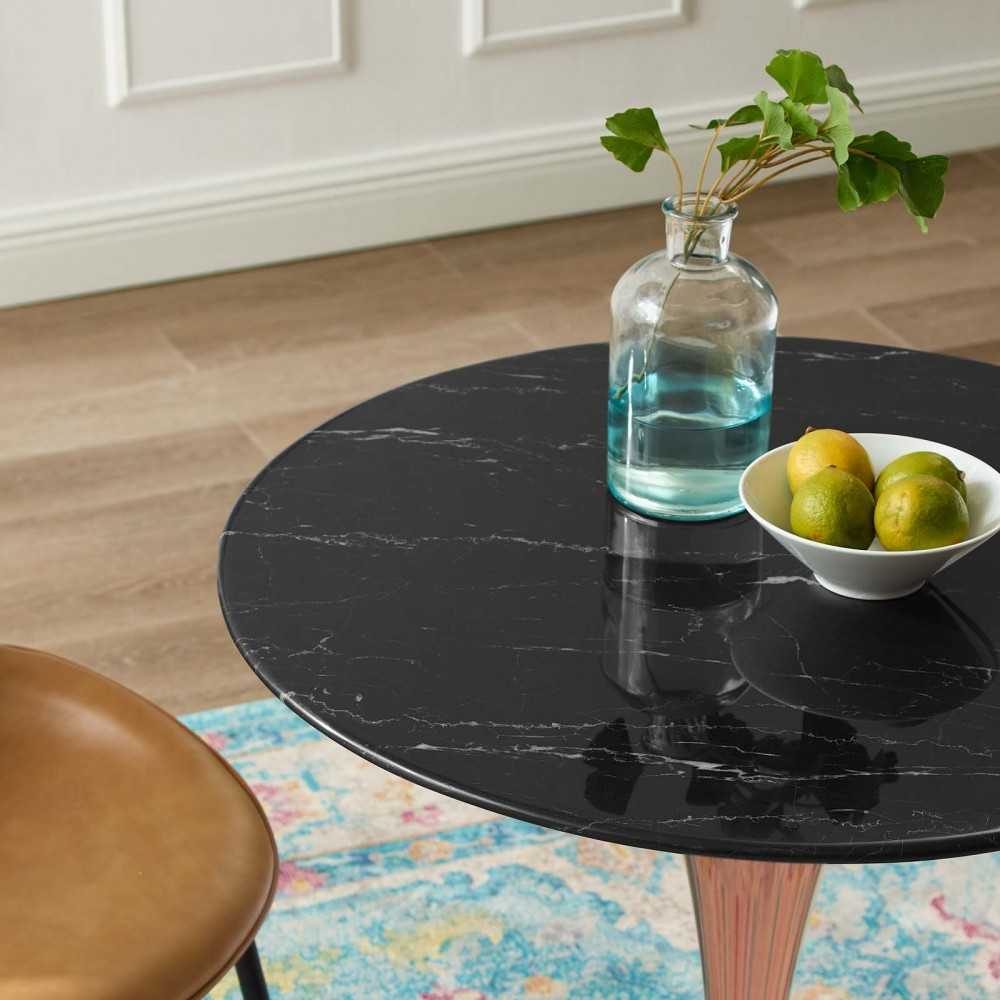 Lippa 28" Artificial Marble Dining Table, Rose Black